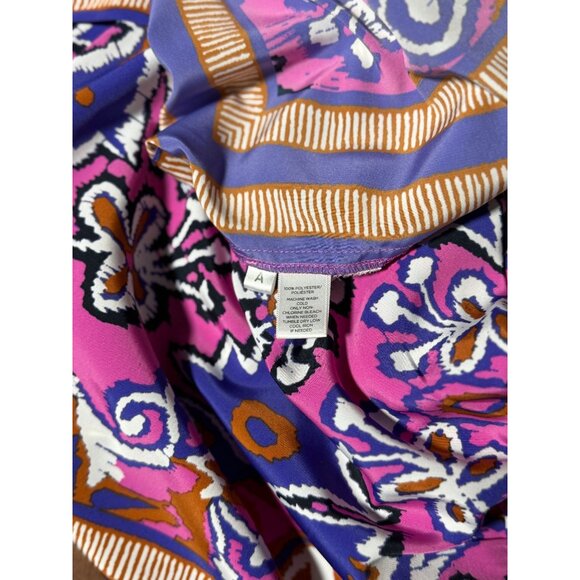 NEW Ann Taylor LOFT Womens Size S Boho Tribal Pink Purple Scarf Print Mini Dress - Picture 9 of 10